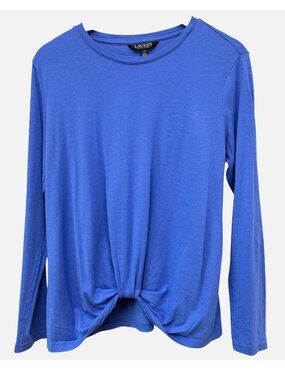LAUREN Ralph Lauren Blue Tee Large Twist Front Long Sleeve Womens Top